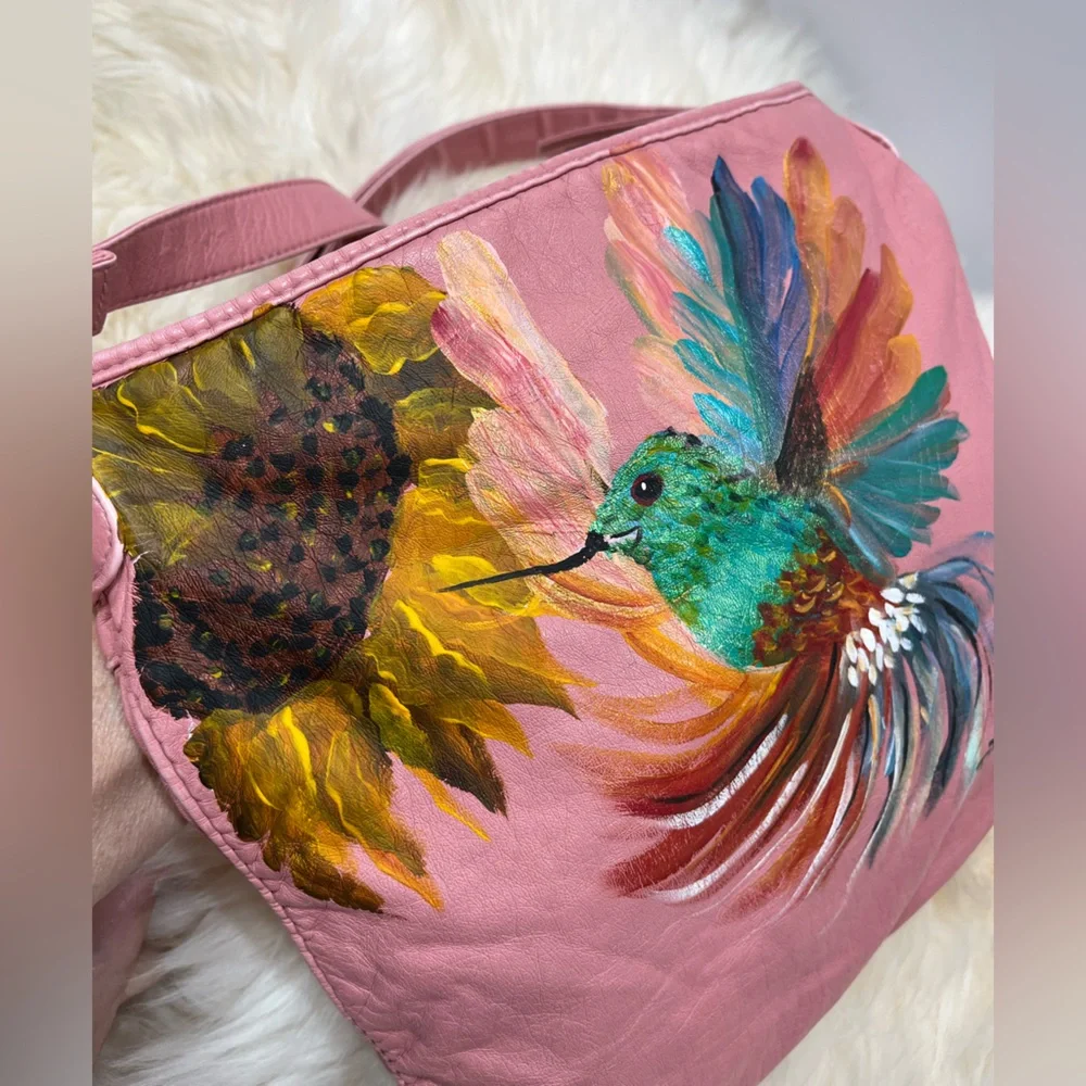 Hand Painted  Vegan leather Crossbody Bag Unbranded - Picture 6 of 13